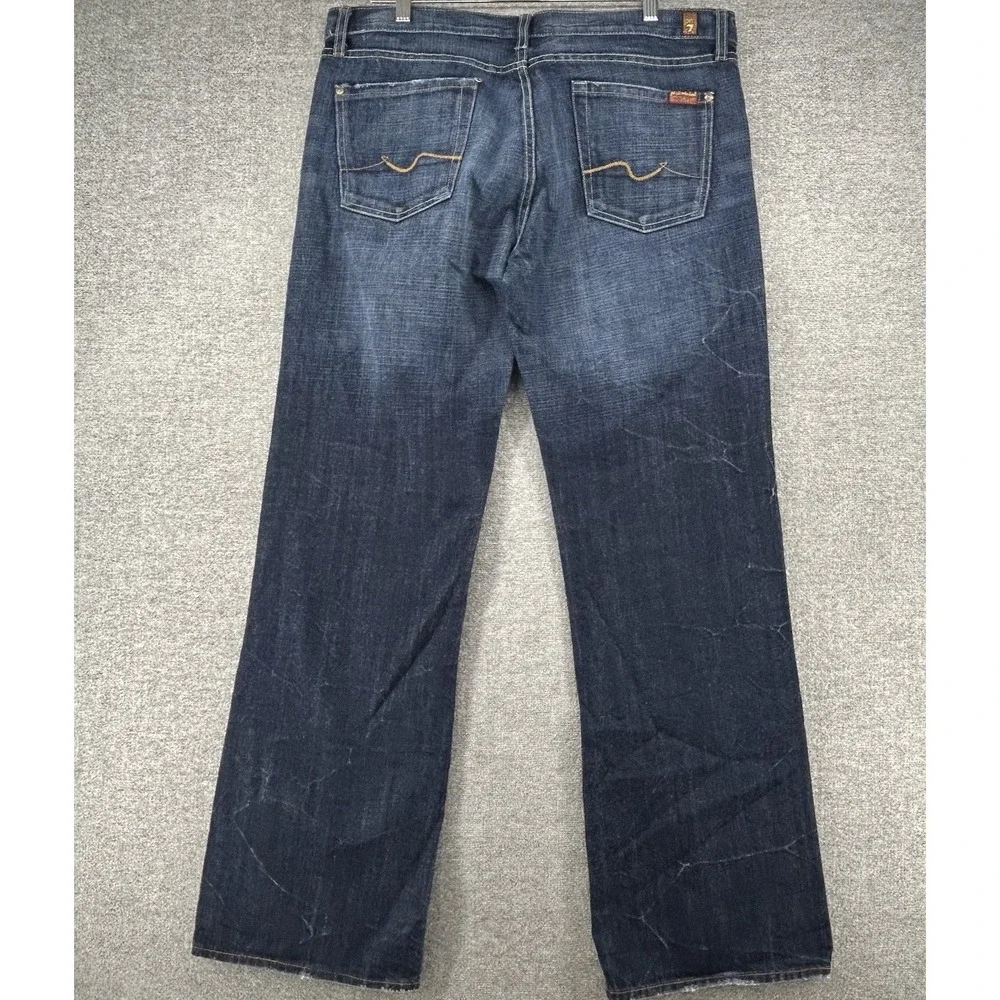 7 For All Mankind Bootcut Jeans Men Size 36x33 Dark Blue Denim Casual USA